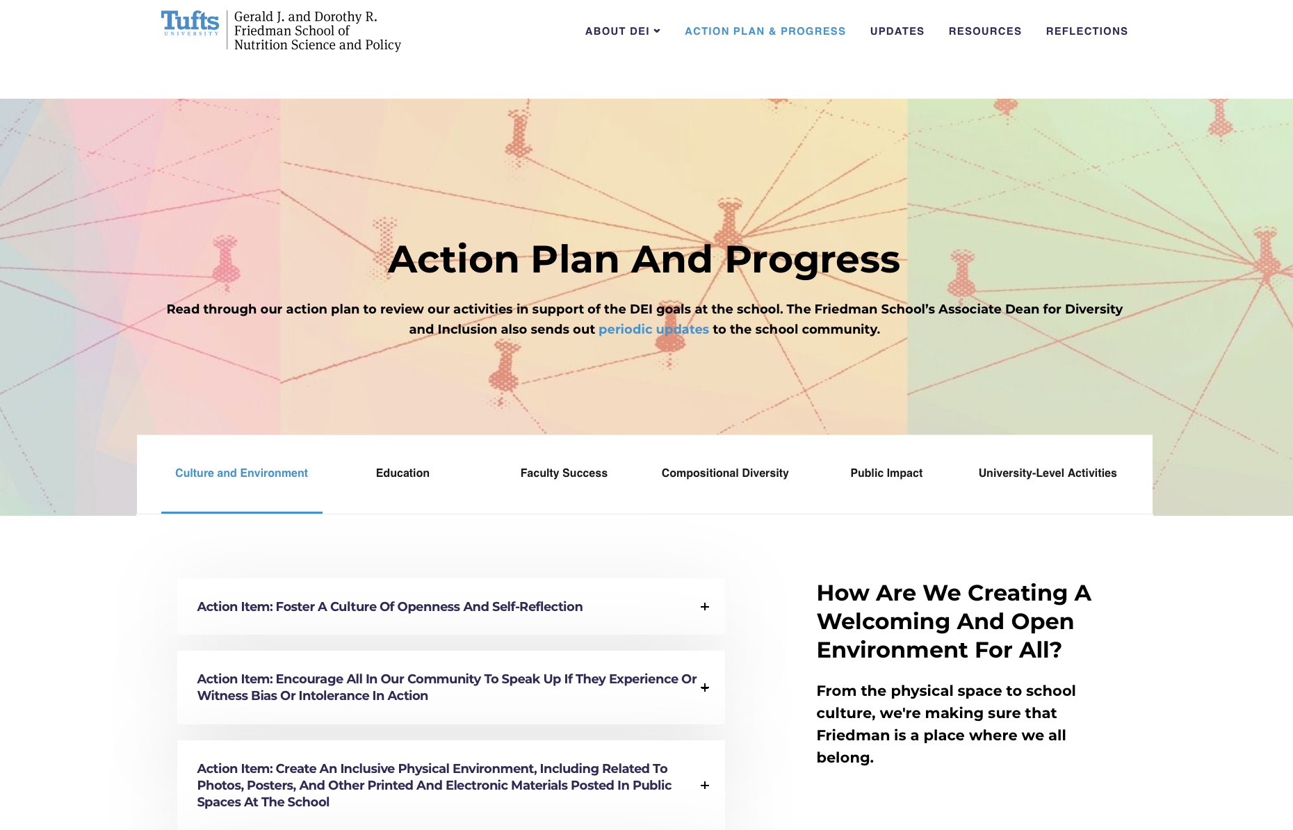 a screenshot of the die action plan on our new website
